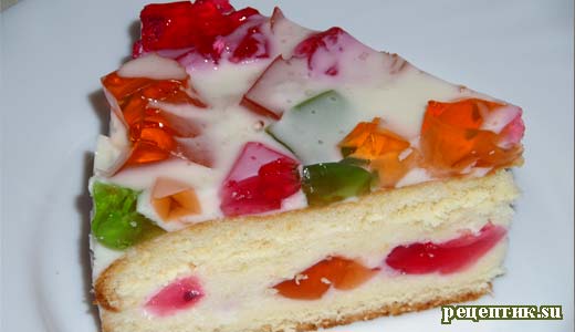 Желейный торт Битое стекло со сметаной